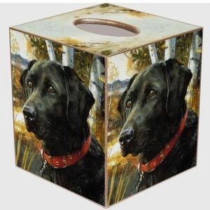 Marye-Kelley Black Lab Dog Tissue Box Cover New